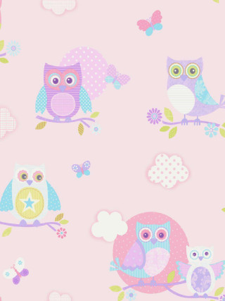 Pink background owls butterflies pattern - high free wallpaper for mobile