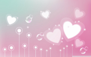 Pink white hearts bubbles background - heart free wallpaper for desktop