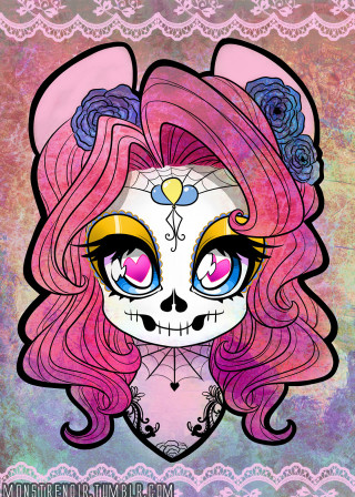 Pink hair skull cat lace - a drawing of a cat free wallpaper