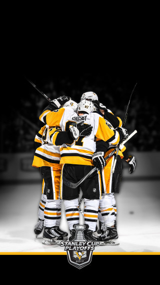 Hockey players hugging ice black - a yellow border free wallpaper for mobile