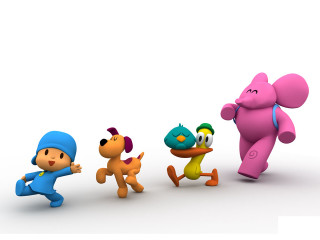 Cartoon characters running together line - diego gisbert llorens free wallpaper