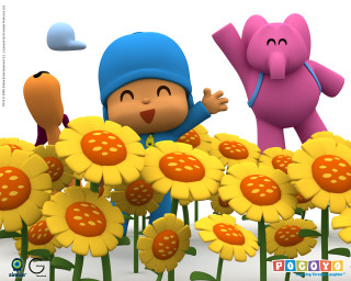 Cartoon character sunflowers elephant pink - a field of sunflowers free wallpaper