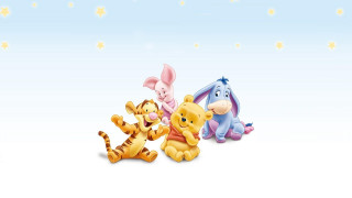 Winnie the pooh friends sitting 2 - a white surface free wallpaper for desktop