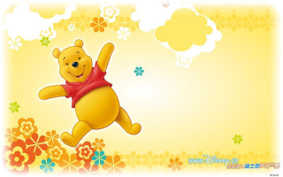 Winnie the pooh flying flowers - a winnie free wallpaper