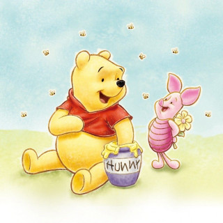 Pooh piglet honey bug flower - storybook illustration free wallpaper for tablet