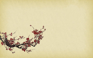 Branch red flowers beige background - emperor huizong of song free wallpaper for desktop