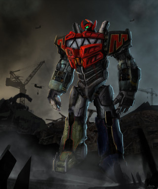 Robot red yellow face dark - face free wallpaper for mobile