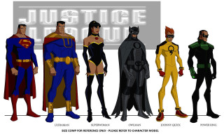 Superheroes justice sign group standing - white letter free wallpaper