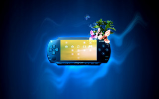 Blue cell phone flower arrangement - game art free wallpaper