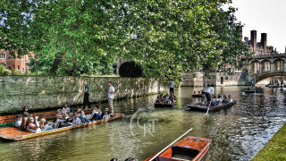 Boats people riding river bridge - a river next free wallpaper