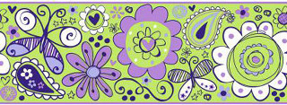 Flowers butterflies green background purple - mail art free wallpaper