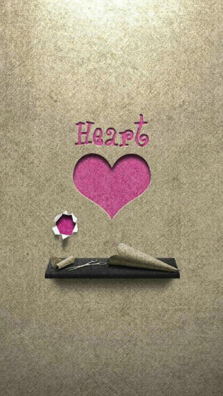 Scissors cutting paper heart heard - cutting free wallpaper for mobile