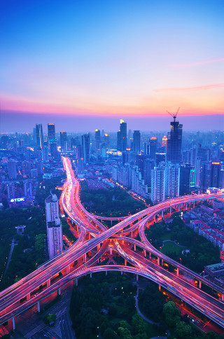 City traffic bridge dusk lights - new objectivity free wallpaper for mobile