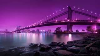 Bridge water city night lights 4 - the bridge free wallpaper