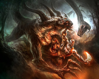 Demon attack sword spikes glowing - his hand and a demon free wallpaper