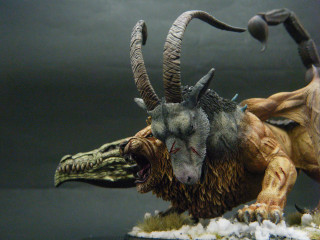 Horned monster sculpture airbrush zbrush - a long neck free wallpaper