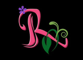 Pink letter flower green leaf - the bottom of it free wallpaper
