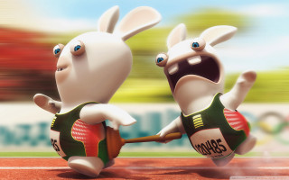 Cartoon rabbits playing track trees - loony toon free wallpaper
