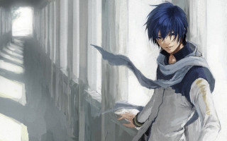 Man blue hair scarf hallway - a window behind free wallpaper for desktop