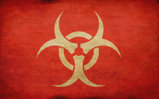 Red white biohazard sign background - a white outline free wallpaper for desktop