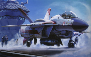 Fighter jet runway people building - dave dorman free wallpaper