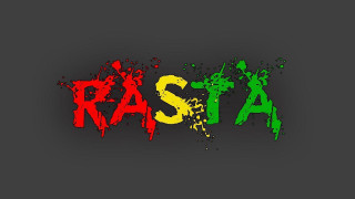 Rasta text black background red - paint splatter free wallpaper
