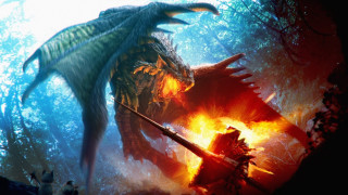 Dragon attacking demon forest fire - fire free wallpaper