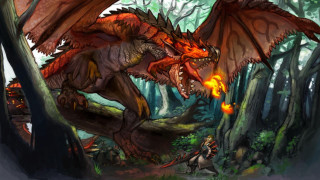 Dragon fire forest man dog - chris rahn free wallpaper