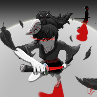 Woman knife black cat red - a knife free wallpaper for tablet