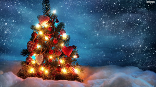 Christmas tree lights decorations snow 2 - decoration free wallpaper for desktop