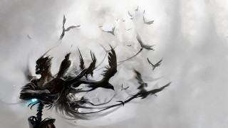 Man bird hand flying around - dark fantasy art free wallpaper