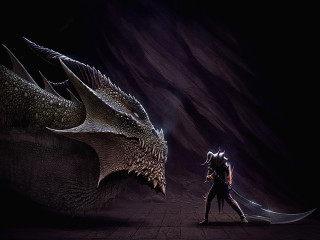 Man dragon woman dark room - a giant dragon free wallpaper