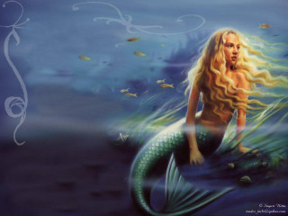 Mermaid long hair fish tail - fantasy artwork free wallpaper