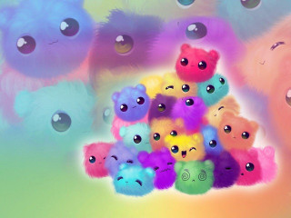 Stuffed animals bubbles rainbow background - stuffed animal free wallpaper