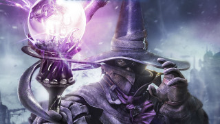 Wizard holding crystal ball purple - a crystal ball free wallpaper