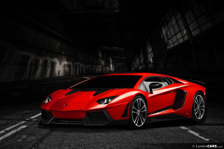 Red sports car dark tunnel 3 - matte drawing free wallpaper