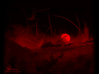 Red moon night field grass - a red moon free wallpaper