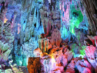 Colorful cave lights walls ceiling - ceiling free wallpaper