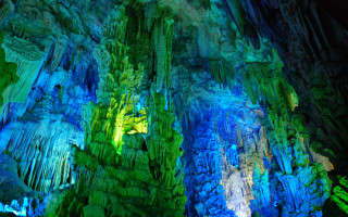 Cave blue green lights walls - cui bai free wallpaper