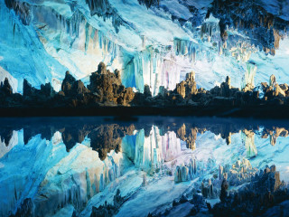 Mountain ice formations lake reflection - the surface free wallpaper