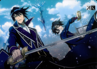 Anime characters swords sky clouds - two anime characters holding sword free wallpaper