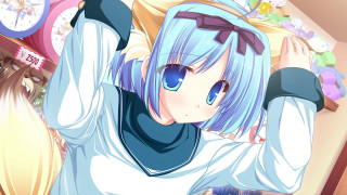 Girl blue hair white shirt 2 - blue hair free wallpaper