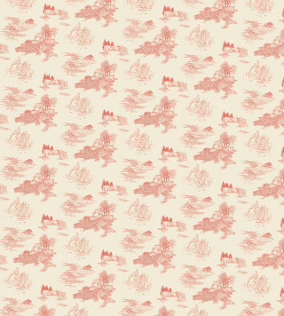 Trees mountains beige background red - free aesthetic wallpaper for tablet