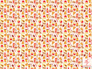 Food drinks pattern white background 2 - a red border free wallpaper