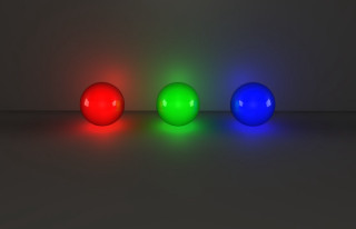 Three colored light balls raytraced - three ball free wallpaper