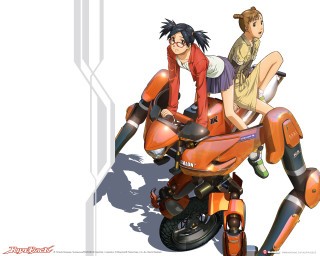 Couple riding motorcycle cartoon style - a cartoon style free wallpaper