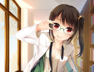 Girl glasses white shirt library - a library free wallpaper