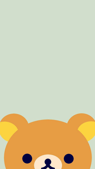 Brown bear blue nose green - plain background free wallpaper for mobile