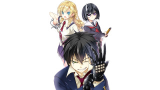 Anime characters hands up pen - one holding free wallpaper