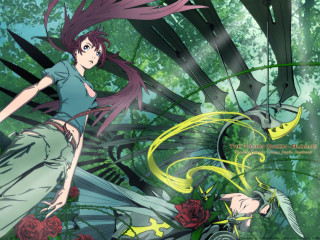 Woman green dress forest flowers - analytical art free wallpaper for desktop